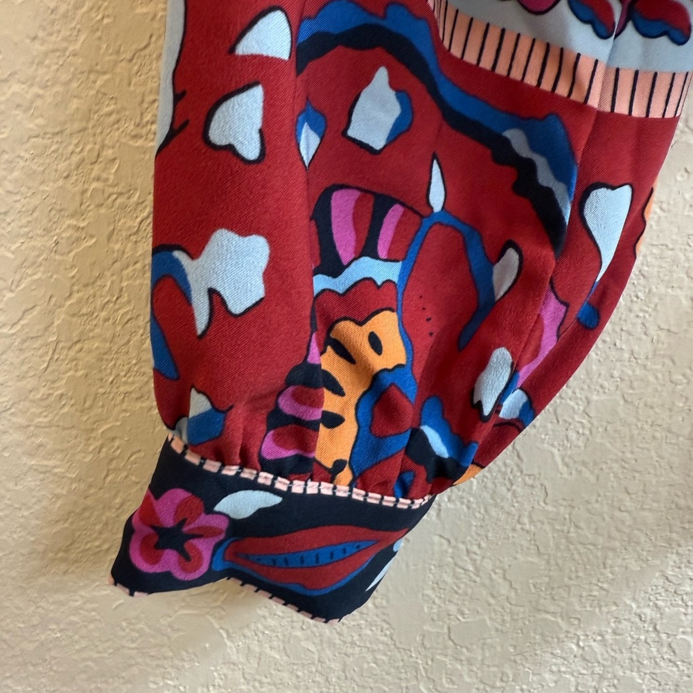 cupcakes & cashmere Colorful Patterned Tie-Front Blouse - Picture 8 of 8